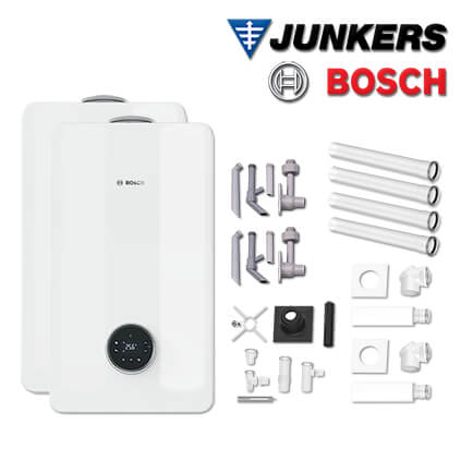Junkers Bosch GCC53-001 mit 2x Kombitherme GC5300iW 20/24 C 23, Abgas Schacht