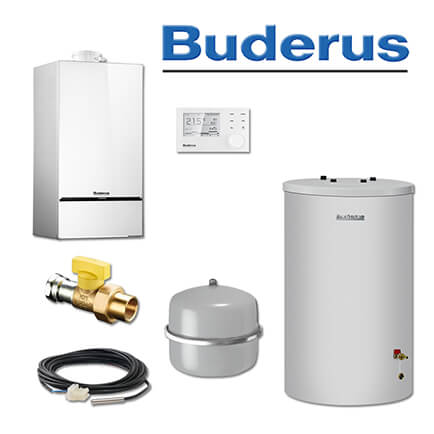 Buderus GB182-14i, W42, Gas-Brennwerttherme, weiß, S120 Speicher, RC310, E/H