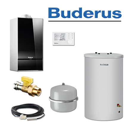 Buderus GB182-14i, W42, Gas-Brennwerttherme, schwarz, S120 Speicher, RC310, E/H