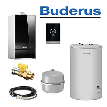 Buderus GB182-14i, W44, Gas-Brennwerttherme, schwarz, S120 Speicher, TC100, E/H