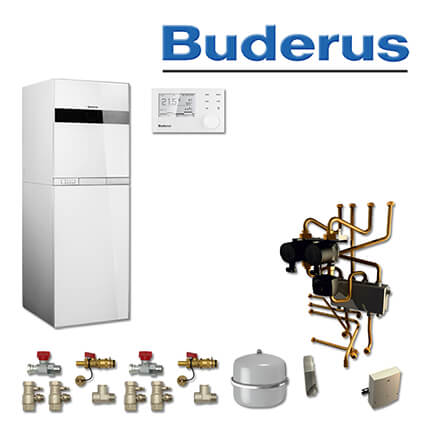 Buderus GB192-15iT 150R, W61, Gas-Brennwerttherme, weiß, 2 HK, seitlich/oben