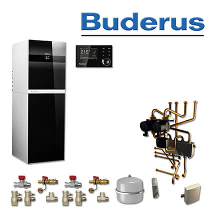 Buderus GB192-15iT 150R, W61, Gas-Brennwerttherme, schwarz, 2 HK, seitlich/oben
