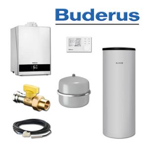 Buderus GB192-35i, W50, Gas-Brennwerttherme, weiß, SU300 Speicher, RC310