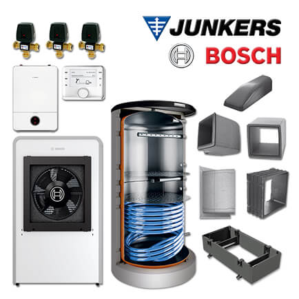 Junkers Bosch CS762 mit Luft/Wasser-Wärmepumpe CS7000iAW 17 IRE, BHS 1000, FF27