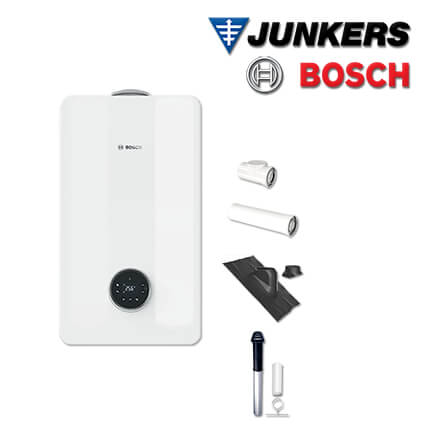 Junkers Bosch GC53-007 mit Gas-Brennwerttherme GC5300iW 14 P, Abgas Dach schwarz