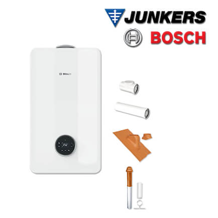 Junkers Bosch GC53-009 mit Gas-Brennwerttherme GC5300iW 14 P, Abgas Dach rot