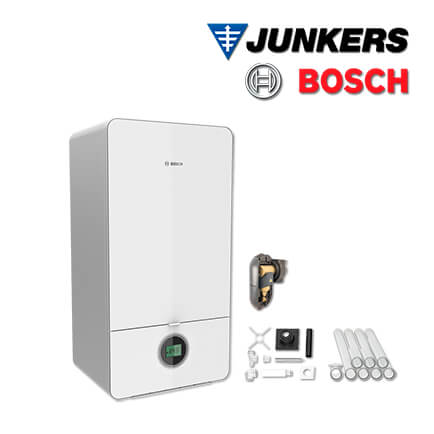 Junkers Bosch Gas-Brennwerttherme GC7000iW 14-1, GC722 mit Abgas Schacht, E/H