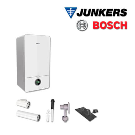 Junkers Bosch Brennwert-Kombitherme GC7000iW 24 C, GC733C mit Abgas Dach schwarz