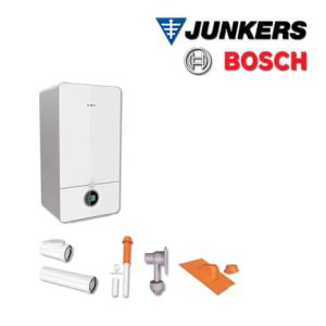 Junkers Bosch Brennwert-Kombitherme GC7000iW 24 C, GC735C mit Abgas Dach rot