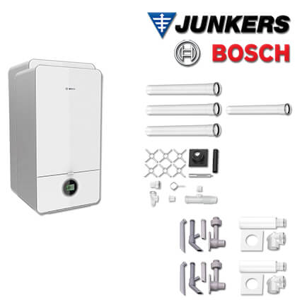Junkers Bosch 2x Brennwert-Kombitherme GC7000iW 24 C, MFB701 mit Abgas Schacht