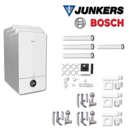 Junkers Bosch 3x Brennwert-Kombitherme GC7000iW 28 C, MFB704 mit Abgas Schacht