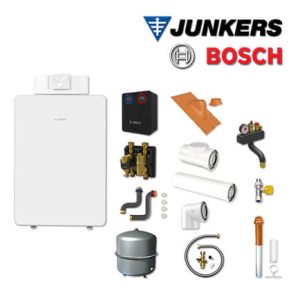 Junkers Bosch Gaskessel GC8000iF-15, GCF819 mit HS25/6, Abgas Dach rot