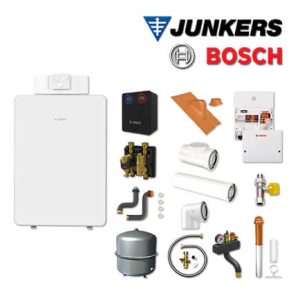 Junkers Bosch Gaskessel GC8000iF-15, GCF822 mit HSM25/6, Abgas Dach rot