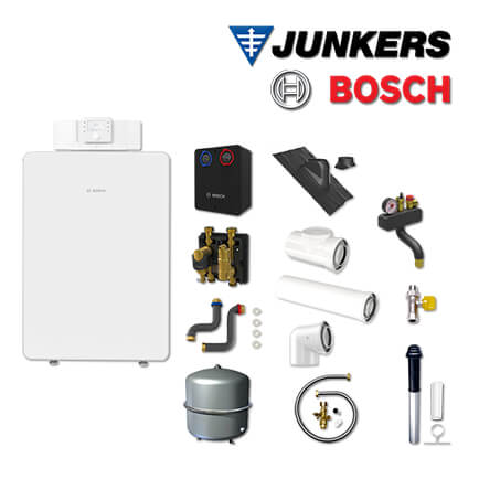 Junkers Bosch GCF814 mit Gaskessel GC8000iF-22, HS25/6, Abgas Dach schwarz