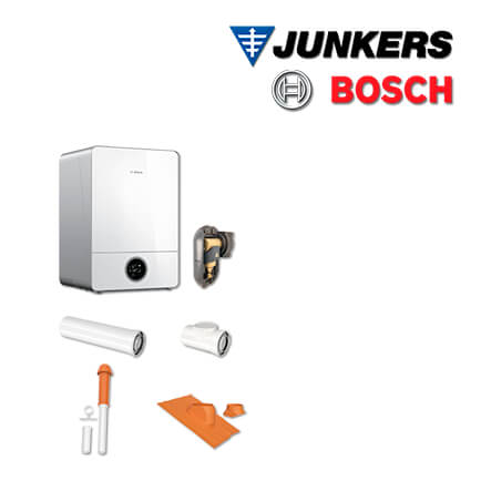 Junkers Bosch Gas-Brennwerttherme GC9000iW 20 E, GC925 mit Abgas Dach rot