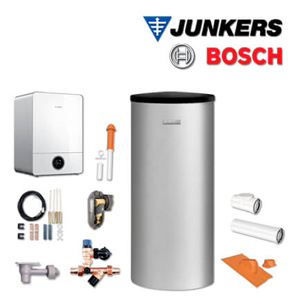 Junkers Bosch GC-S972 mit Gastherme GC9000iW 30 E, W200-5 P1 A, Abgas Dach rot