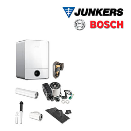 Junkers Bosch GC928H mit Gas-Brennwerttherme GC9000iW 30 H, Abgas Dach schwarz