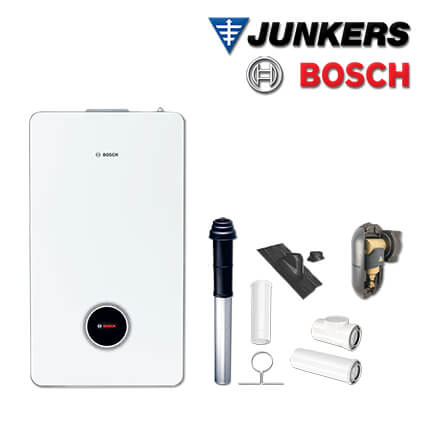 Junkers Bosch GC98-021 mit Gas-Brennwerttherme GC9800iW 20 H 23, Abgas Dach schw