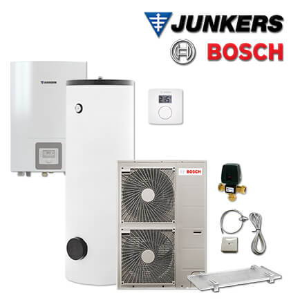 Junkers Bosch SAS13 mit Split Luft/Wasser-Wärmepumpe SAS 11-2 ASE, CR10H, HR 300