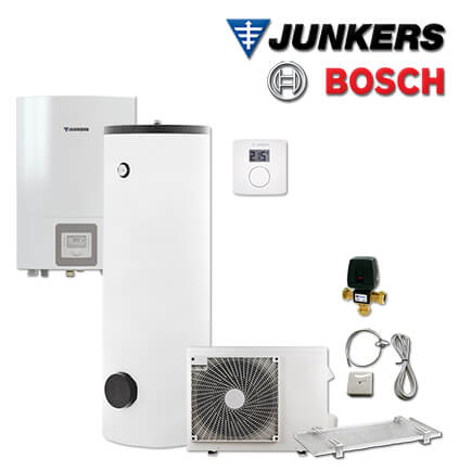 Junkers Bosch SAS11 mit Split Luft/Wasser-Wärmepumpe SAS 6-2 ASE, CR10H, HR 300