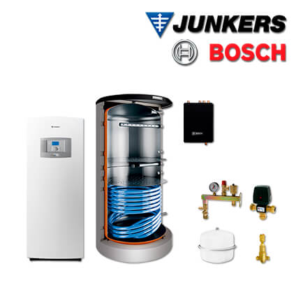 Junkers Bosch STE12 mit Sole/Wasser Erdwärmepumpe STE 100-1, FF20, BHS 750-6