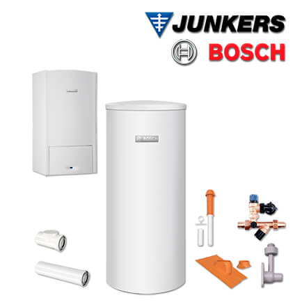 Junkers Bosch Gastherme ZSB 14-5.2 C, ZSB-S553 mit SK160-5, Abgas Dach rot, E/H