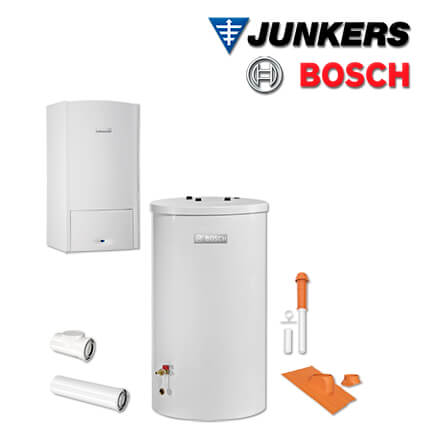 Junkers Bosch ZSB-S552 mit ZSB 24-5 C Gastherme, ST120-5 Z, Abgas Dach rot