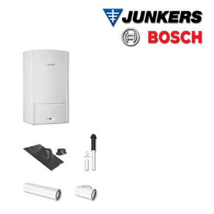 Junkers Bosch ZSB524 mit ZSB 24-5 C Gas-Brennwerttherme, Abgas Dach schwarz