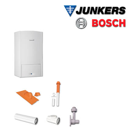 Junkers Bosch ZSB531 mit ZSB 24-5 C Gas-Brennwerttherme, Abgas Dach rot