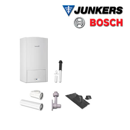 Junkers Bosch Brennwert-Kombitherme ZWB 24-5 C 23, ZWB552 mit Abgas Dach schwarz