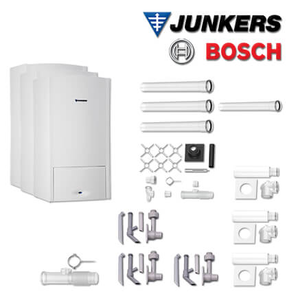 Junkers Bosch 3x Brennwert-Kombitherme ZWB 28-5 C 23, MFB504 mit Abgas Schacht