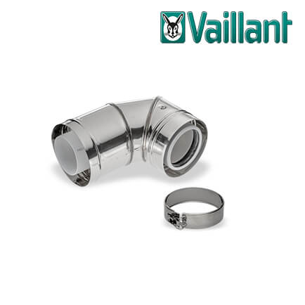 Vaillant-0020042756-1 Vaillant Bogen 87° für Fassadenverlegung, konzentrisch Ø 80/125 PP/Edelstahl