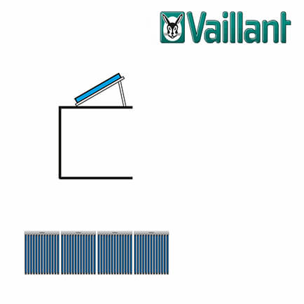 Vaillant Kollektormontage-Set 9.082, 4x VTK 1140/2 Flachdach nebeneinander