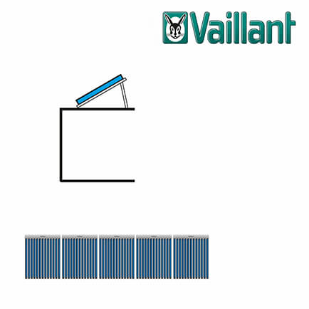 Vaillant Kollektormontage-Set 9.083, 5x VTK 1140/2 Flachdach nebeneinander