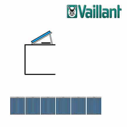Vaillant Kollektormontage-Set 9.090, 6x VTK 1140/2 Flachdach nebeneinander