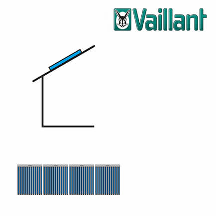 Vaillant Kollektormontage-Set 9.066, 4x VTK 1140/2, nebeneinander auf Pfanne