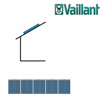 Vaillant Kollektormontage-Set 9.067, 5x VTK 1140/2, nebeneinander auf Pfanne