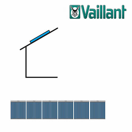 Vaillant Kollektormontage-Set 9.068, 6x VTK 1140/2, nebeneinander auf Pfanne