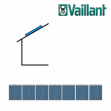 Vaillant Kollektormontage-Set 9.069, 7x VTK 1140/2, nebeneinander auf Pfanne