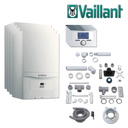 Vaillant Paket 1.616, 4x ecoTEC pure VCW 206/7-2, VRT 350, Abgas, E / H