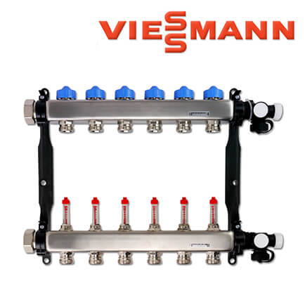 Viessmann-7568315-1 Viessmann Edelstahl Heizkreisverteiler für 6 Heizkreise, mit DFA (Länge 440mm)