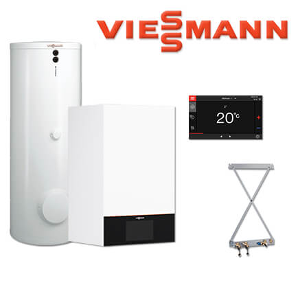 Viessmann Vitodens 300-W Gastherme, 11 kW, B3HF048, 300 L Vitocell 100-W, CVBC