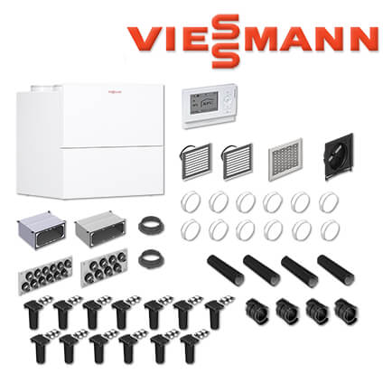 Viessmann Vitovent 300-W – 325 m³/h, Rundkanalsystem R75, 200 m² Wohnfläche