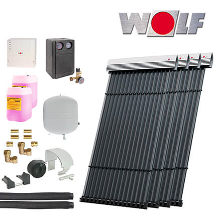 Wolf 9,2m² Solaranlage Systempaket mit CRK Vakuum-Röhrenkollektoren