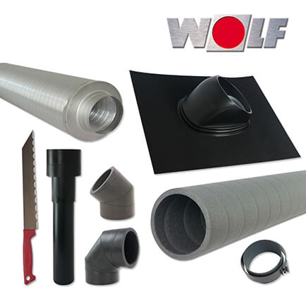 Wolf CWL Montagepaket Dachdurchführung, DN125, schwarz