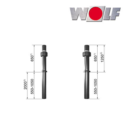 Wolf-2651474-1 Wolf Bausatz C33x, DN80/125 senkr. Schräg-/Flachdach, 1200-1700mm, PP, schwarz
