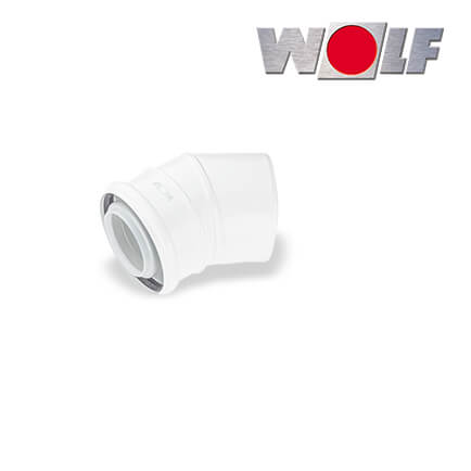Wolf-2651758-1 Wolf Bogen konzentrisch 30° für Luft-/Abgasrohr DN60/100, weiß, steckbar
