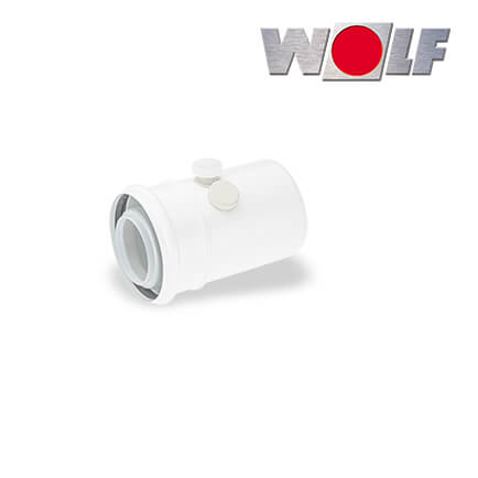 Wolf-2651833-1 Wolf Anschluss-Adapter DN60/100 mit Messstutzen, Länge 152mm, weiß, steckbar