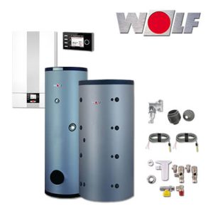 Wolf CGB-2-24 24kW Gas-Brennwerttherme mit SPU-1-200, SEW-1-300, BM-2, Aufputz