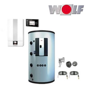 Wolf CGB-2-24 24kW Gas-Brennwerttherme mit Speicher BSP-1000, BM-2, Aufputz